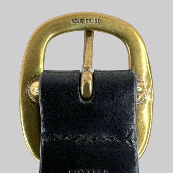CK Italian Saddle Leather Belt in Black and Gold Women's Size Small - Picture 5 of 12